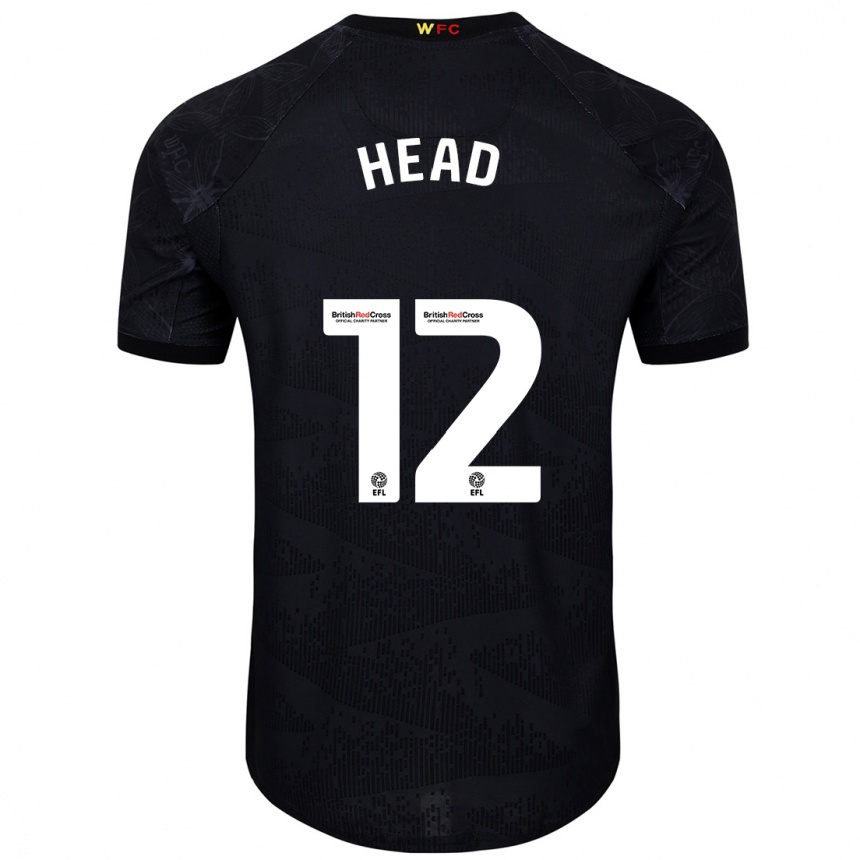 Women Football Ellie Head #12 Black White Away Jersey 2024/25 T-Shirt Za