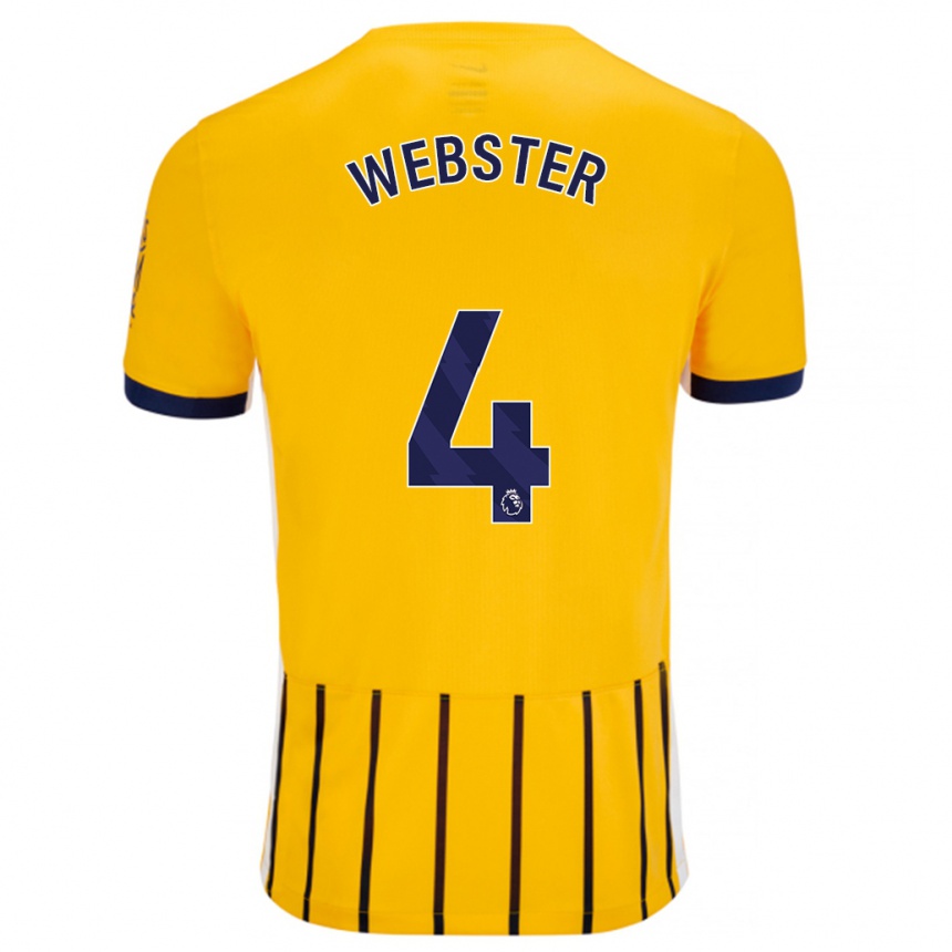 Women Football Adam Webster #4 Gold Blue Pinstripes Away Jersey 2024/25 T-Shirt Za