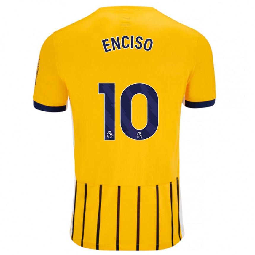 Women Football Julio Enciso #10 Gold Blue Pinstripes Away Jersey 2024/25 T-Shirt Za