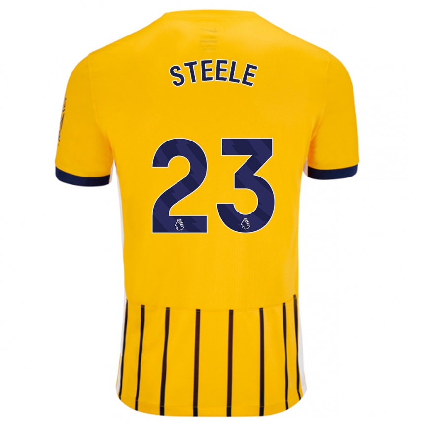 Women Football Jason Steele #23 Gold Blue Pinstripes Away Jersey 2024/25 T-Shirt Za