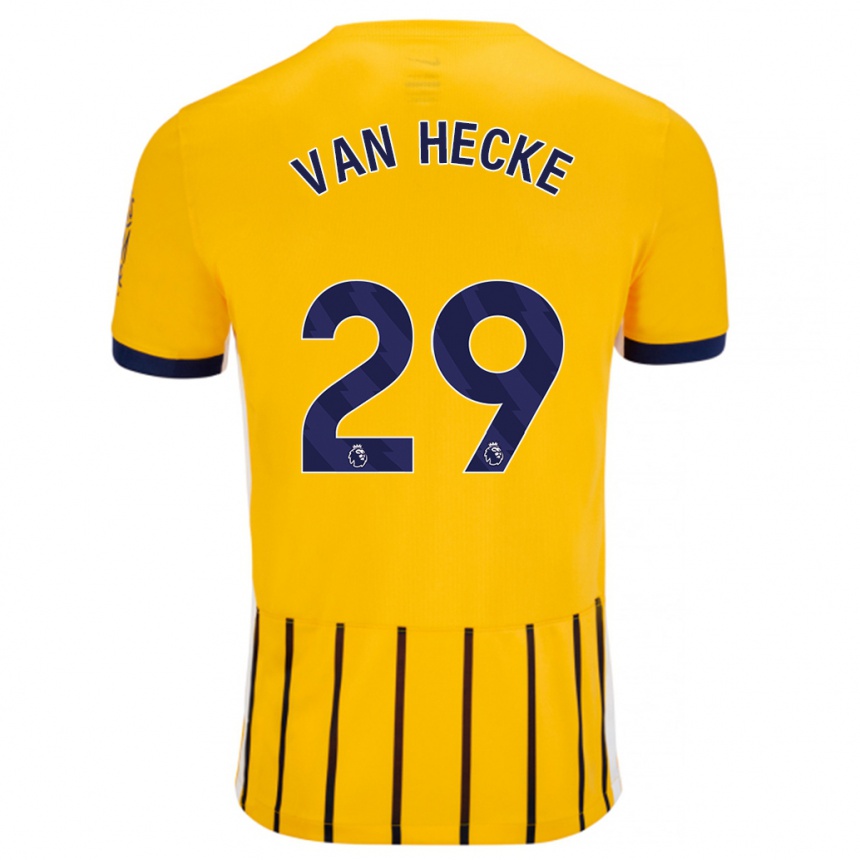 Women Football Jan Paul Van Hecke #29 Gold Blue Pinstripes Away Jersey 2024/25 T-Shirt Za