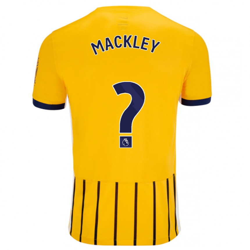 Women Football Callum Mackley #0 Gold Blue Pinstripes Away Jersey 2024/25 T-Shirt Za