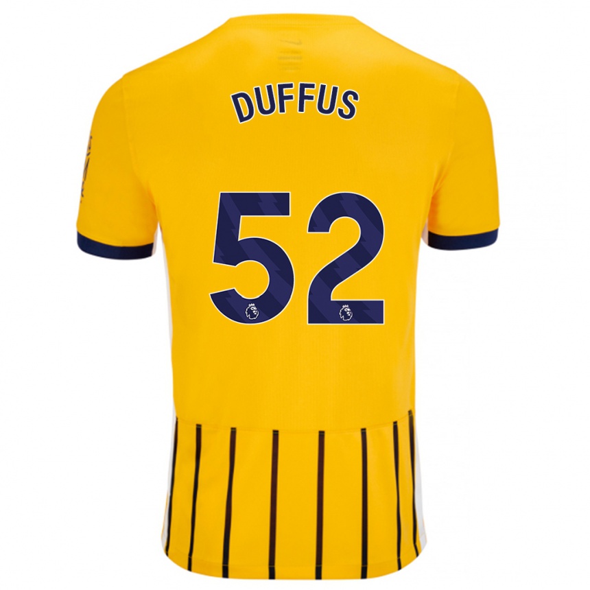 Women Football Josh Duffus #52 Gold Blue Pinstripes Away Jersey 2024/25 T-Shirt Za