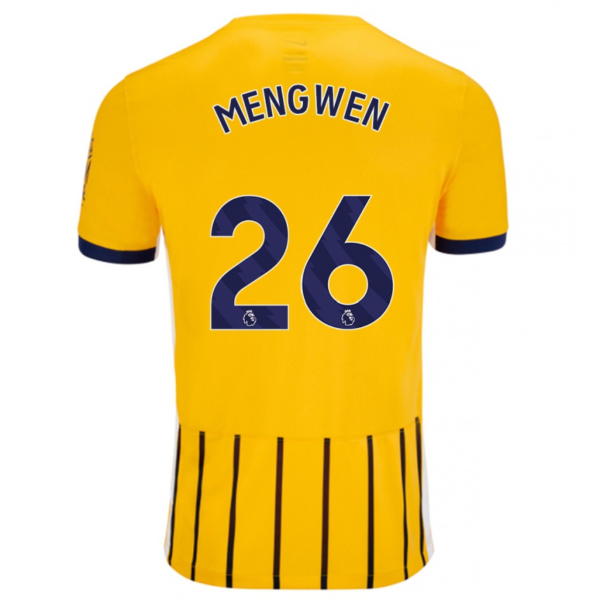 Women Football Li Mengwen #26 Gold Blue Pinstripes Away Jersey 2024/25 T-Shirt Za