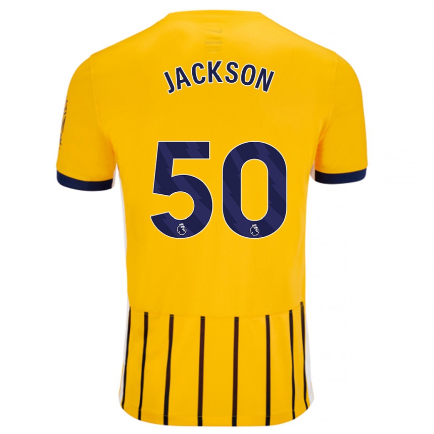 Women Football Ben Jackson #50 Gold Blue Pinstripes Away Jersey 2024/25 T-Shirt Za