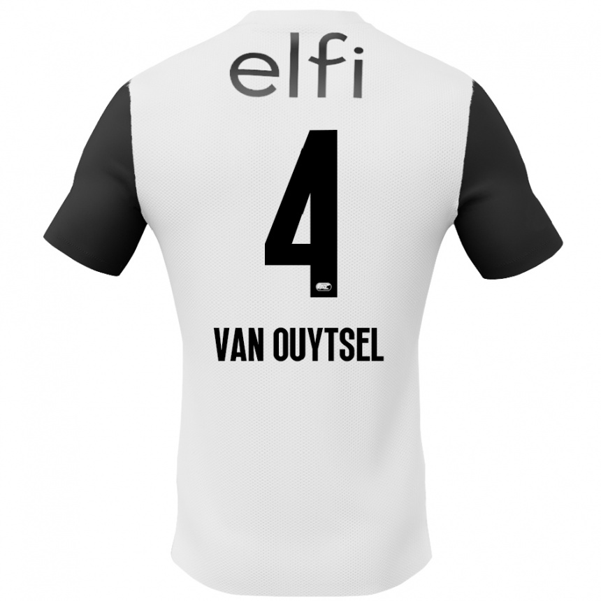 Women Football Kevin Van Ouytsel #4 White Black Away Jersey 2024/25 T-Shirt Za