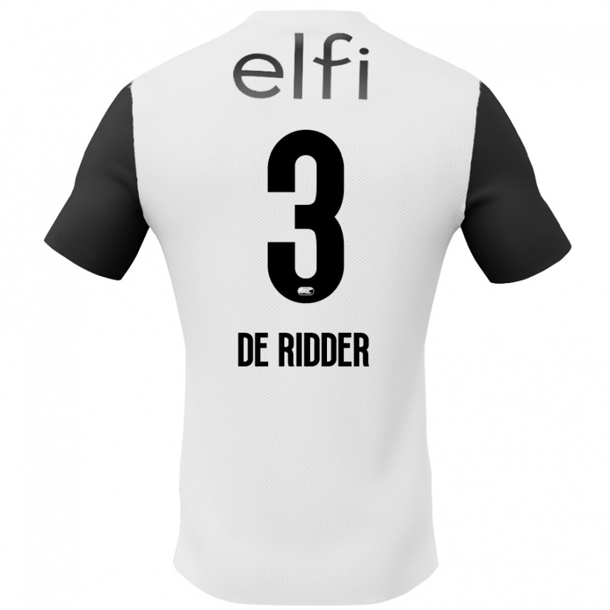 Women Football Djoeke De Ridder #3 White Black Away Jersey 2024/25 T-Shirt Za