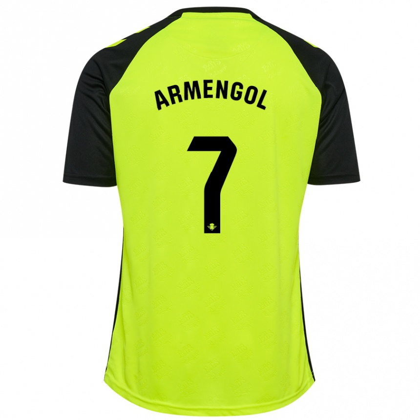 Women Football Carla Armengol Joaniquet #7 Fluorescent Yellow Black Away Jersey 2024/25 T-Shirt Za