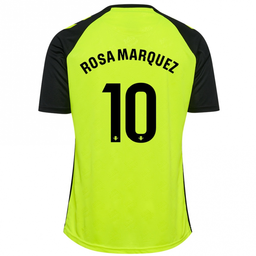 Women Football Rosa Márquez Baena #10 Fluorescent Yellow Black Away Jersey 2024/25 T-Shirt Za