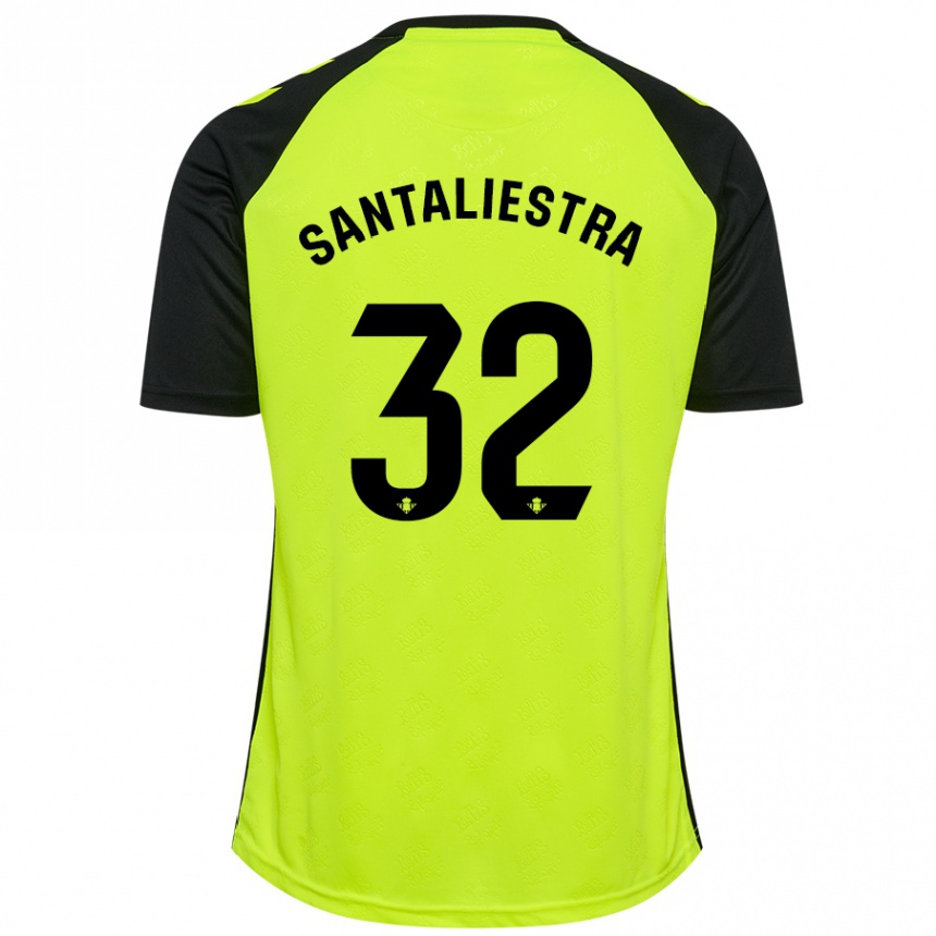 Women Football Carla Santaliestra #32 Fluorescent Yellow Black Away Jersey 2024/25 T-Shirt Za