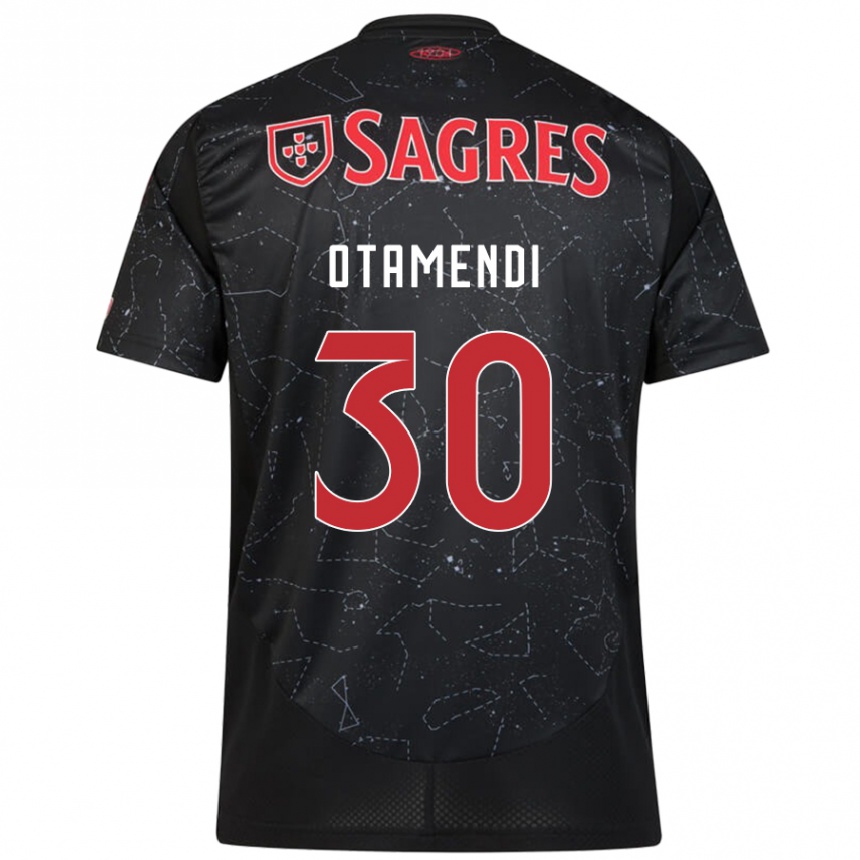 Women Football Nicolás Otamendi #30 Black Red Away Jersey 2024/25 T-Shirt Za