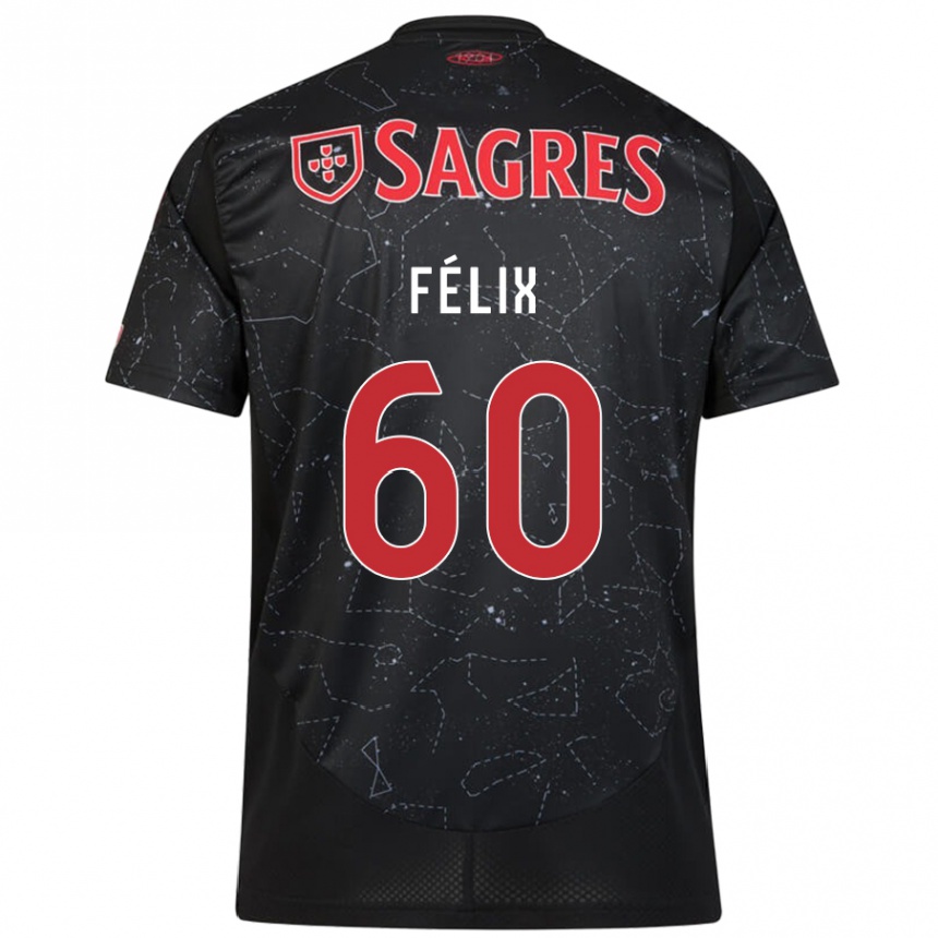 Women Football Nuno Félix #60 Black Red Away Jersey 2024/25 T-Shirt Za