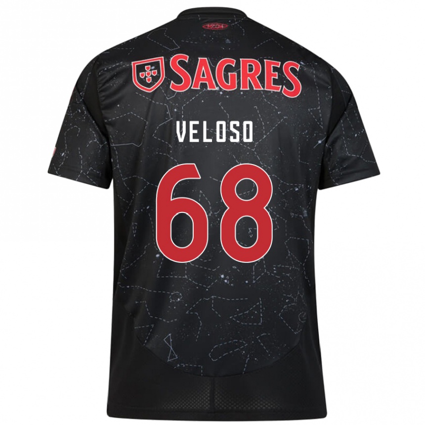 Women Football João Veloso #68 Black Red Away Jersey 2024/25 T-Shirt Za