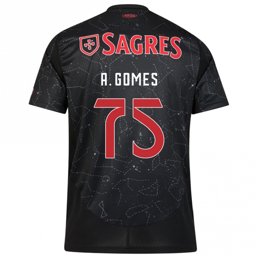 Women Football André Gomes #75 Black Red Away Jersey 2024/25 T-Shirt Za