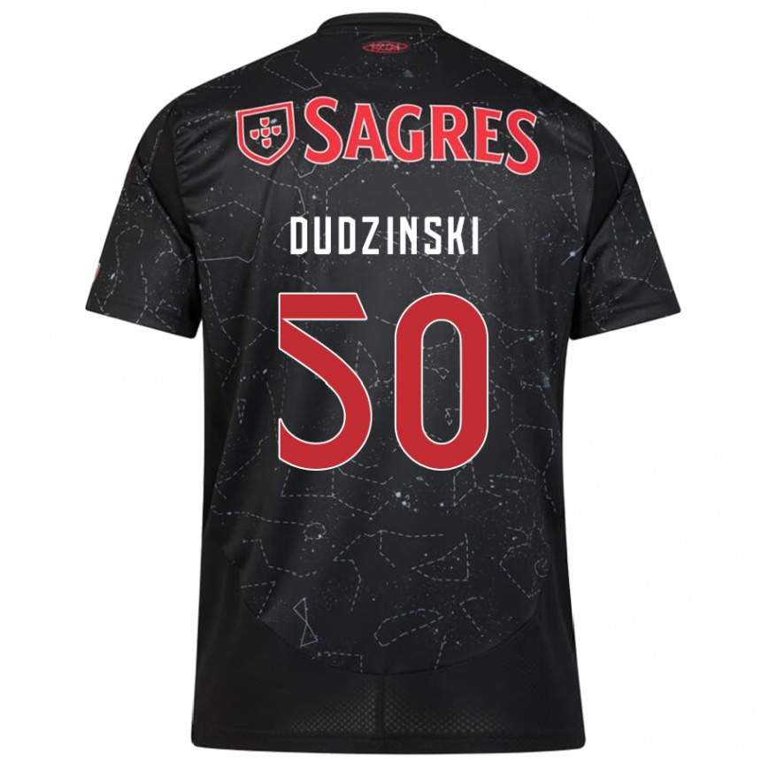 Women Football Marcel Dudzinski #50 Black Red Away Jersey 2024/25 T-Shirt Za