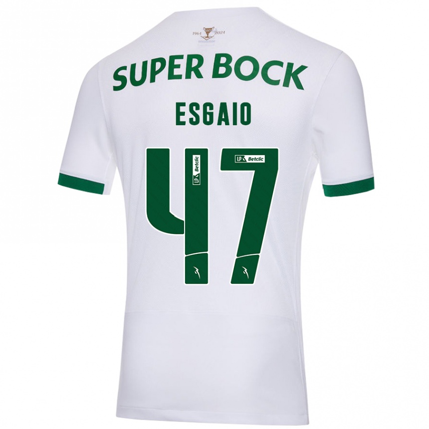 Women Football Ricardo Esgaio #47 White Green Away Jersey 2024/25 T-Shirt Za