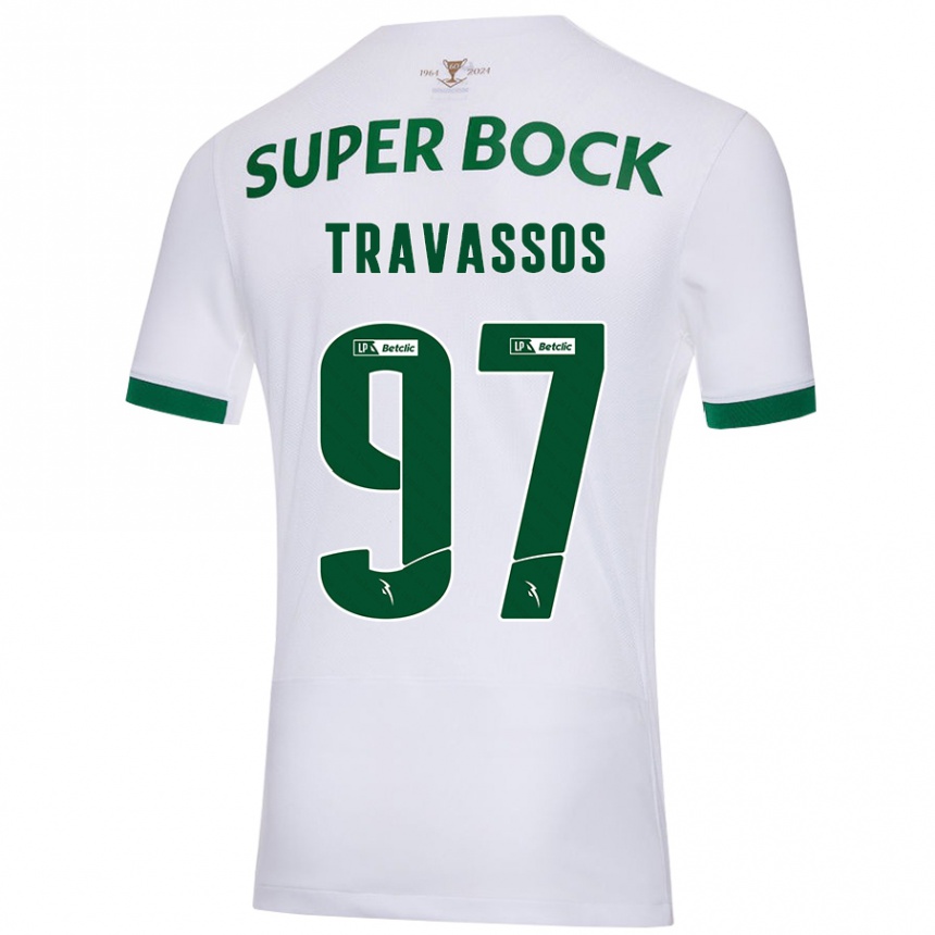 Women Football Travassos #97 White Green Away Jersey 2024/25 T-Shirt Za