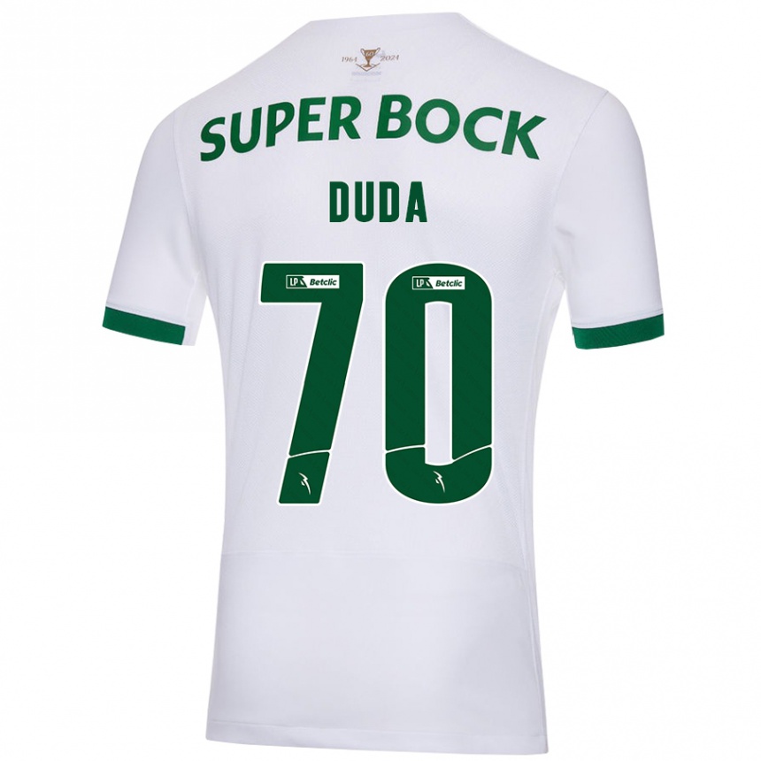 Women Football Dudá #70 White Green Away Jersey 2024/25 T-Shirt Za