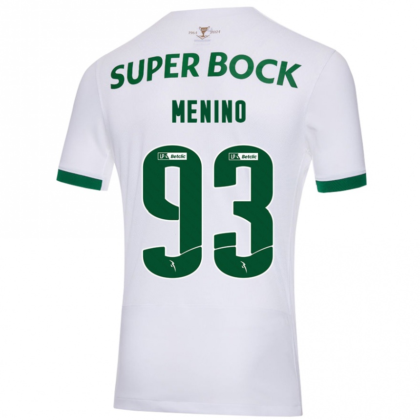 Women Football Miguel Menino #93 White Green Away Jersey 2024/25 T-Shirt Za