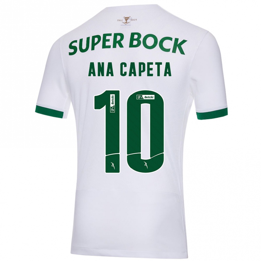 Women Football Ana Capeta #10 White Green Away Jersey 2024/25 T-Shirt Za