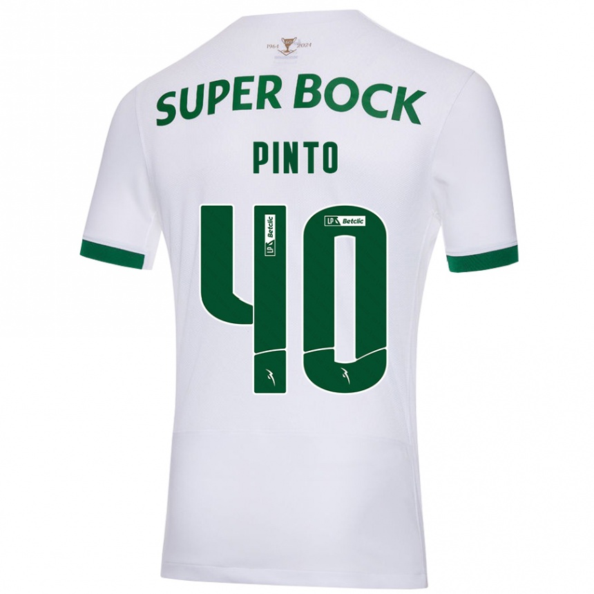 Women Football Rita Pinto De Almeida #40 White Green Away Jersey 2024/25 T-Shirt Za