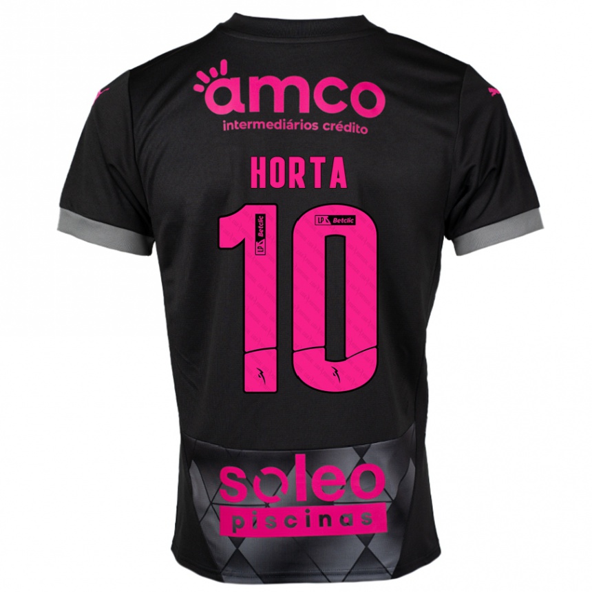 Women Football André Horta #10 Black Pink Away Jersey 2024/25 T-Shirt Za