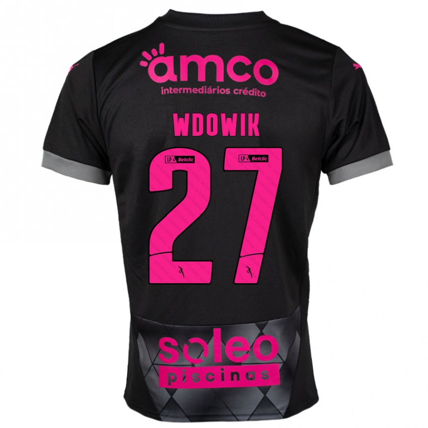 Women Football Bartlomiej Wdowik #27 Black Pink Away Jersey 2024/25 T-Shirt Za