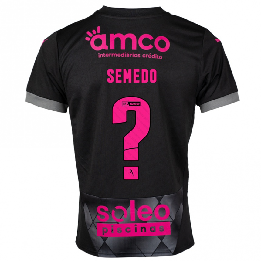 Women Football Nuno Semedo #0 Black Pink Away Jersey 2024/25 T-Shirt Za