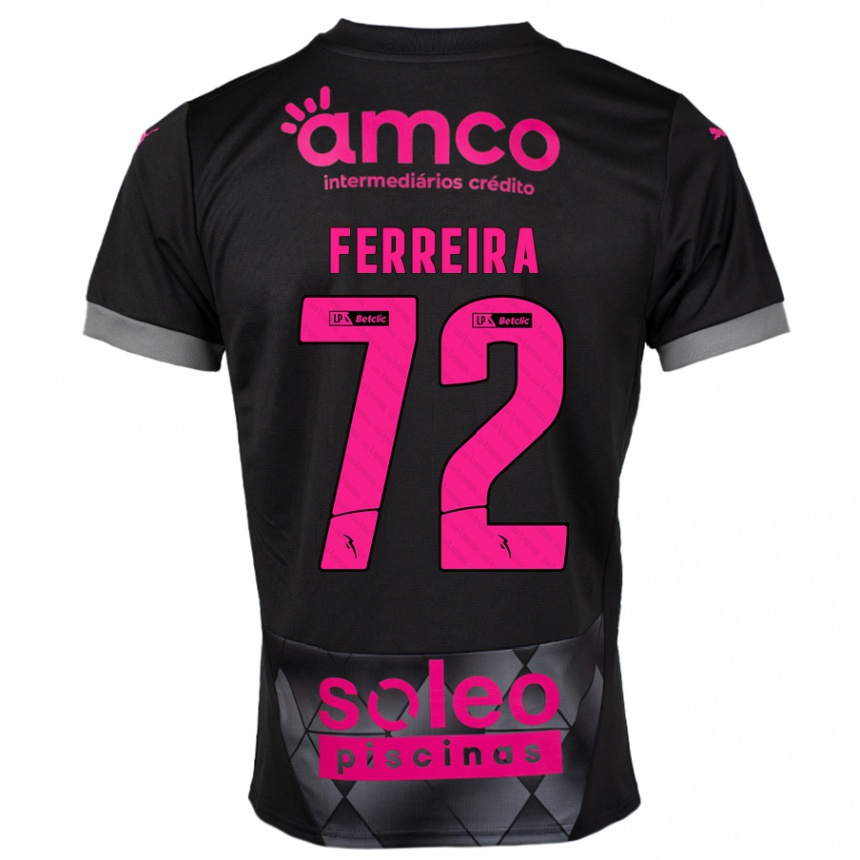 Women Football André Ferreira #72 Black Pink Away Jersey 2024/25 T-Shirt Za