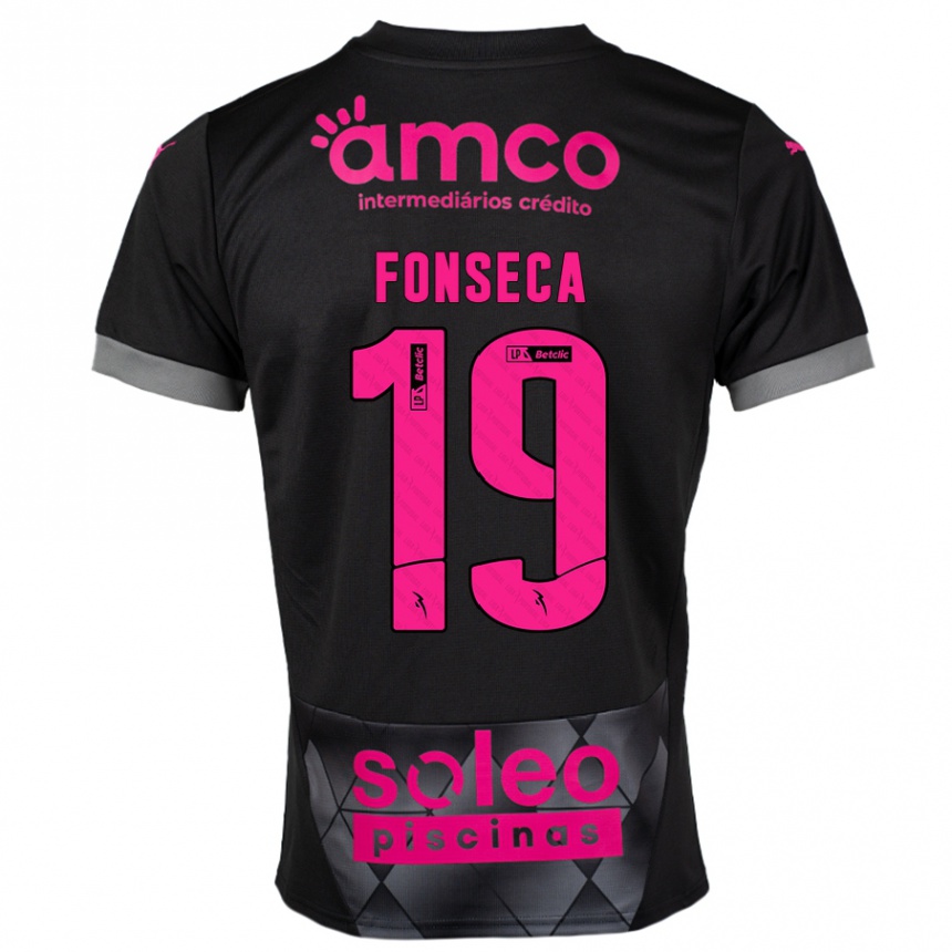 Women Football Beatriz Fonseca #19 Black Pink Away Jersey 2024/25 T-Shirt Za