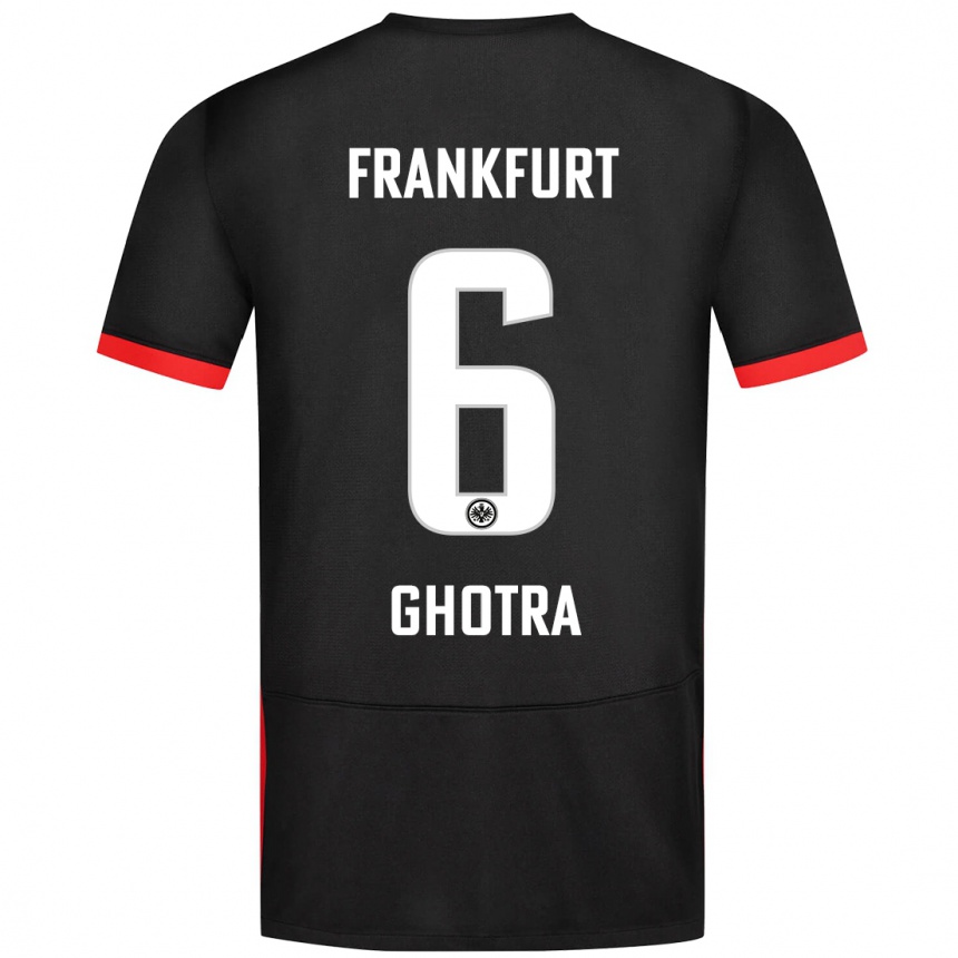 Women Football Harpreet Ghotra #6 Black Away Jersey 2024/25 T-Shirt Za