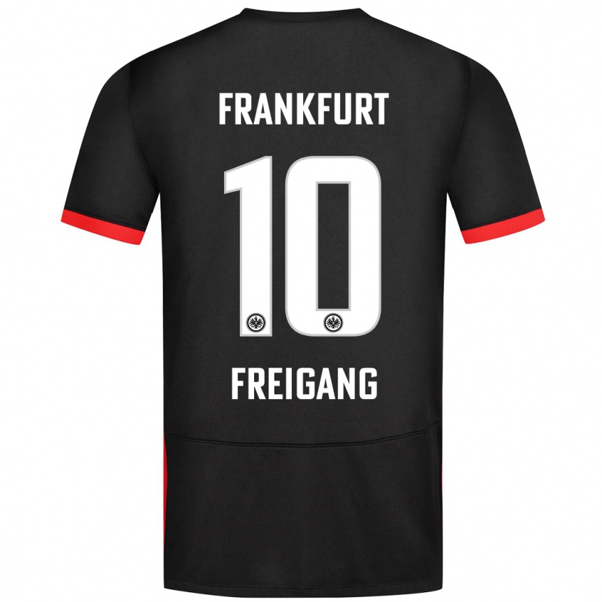 Women Football Laura Freigang #10 Black Away Jersey 2024/25 T-Shirt Za