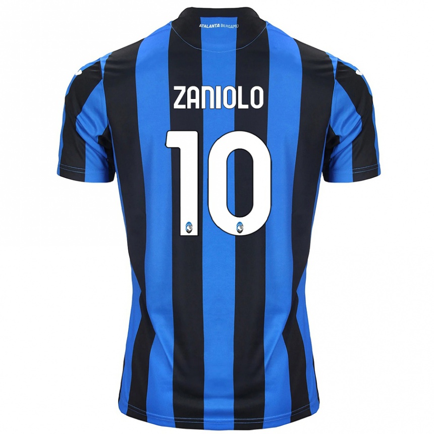 Kids Football Nicolo Zaniolo #10 Blue Black Home Jersey 2024/25 T-Shirt Za