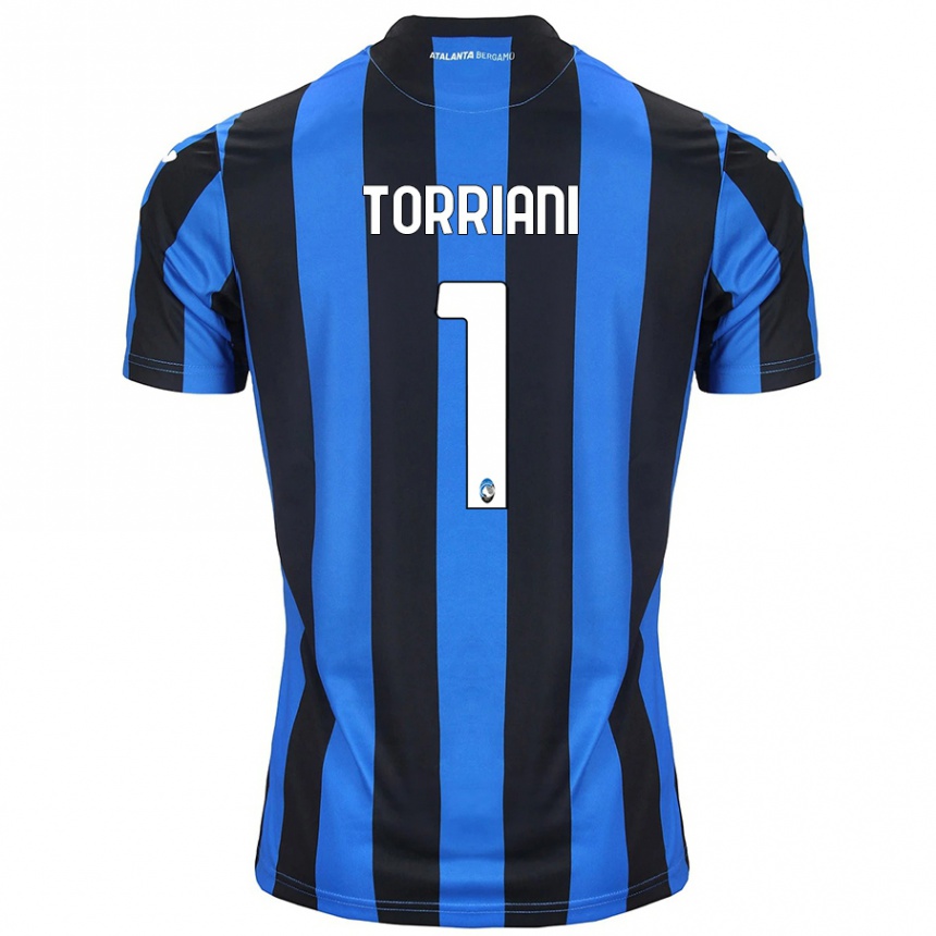 Kids Football Andrea Torriani #1 Blue Black Home Jersey 2024/25 T-Shirt Za