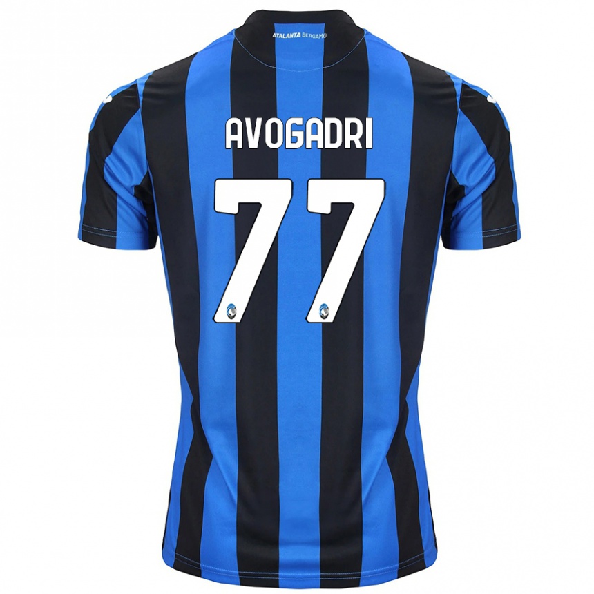 Kids Football Lorenzo Avogadri #77 Blue Black Home Jersey 2024/25 T-Shirt Za