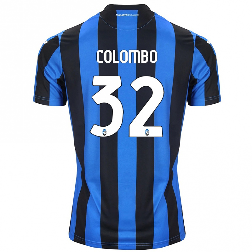 Kids Football Matteo Colombo #32 Blue Black Home Jersey 2024/25 T-Shirt Za