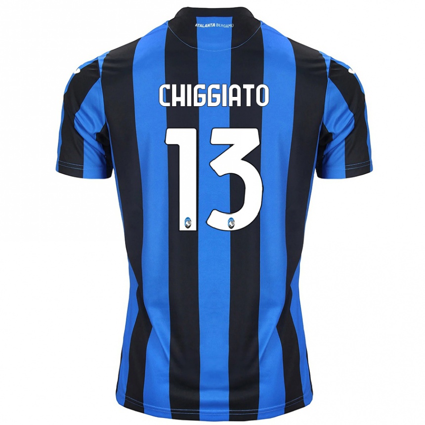 Kids Football Gabriele Chiggiato #13 Blue Black Home Jersey 2024/25 T-Shirt Za