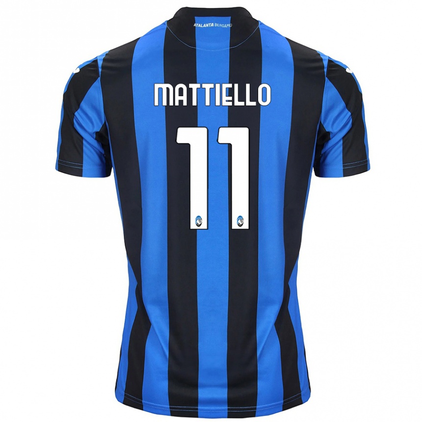 Kids Football Federico Mattiello #11 Blue Black Home Jersey 2024/25 T-Shirt Za