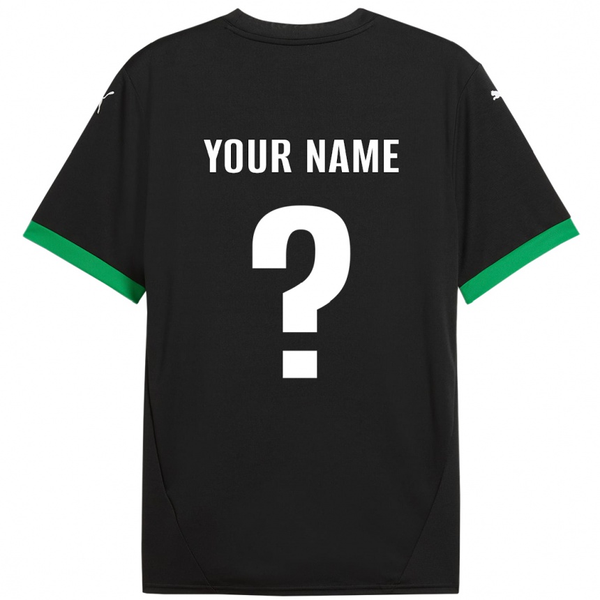 Kids Football Your Name #0 Black Dark Green Home Jersey 2024/25 T-Shirt Za