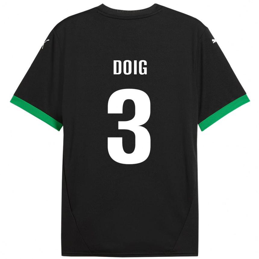 Kids Football Josh Doig #3 Black Dark Green Home Jersey 2024/25 T-Shirt Za