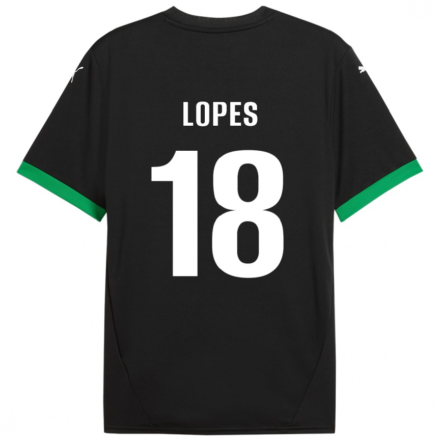 Kids Football Emerick Lopes #18 Black Dark Green Home Jersey 2024/25 T-Shirt Za