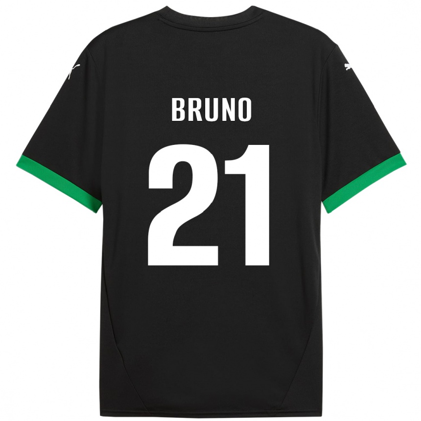 Kids Football Kevin Bruno #21 Black Dark Green Home Jersey 2024/25 T-Shirt Za