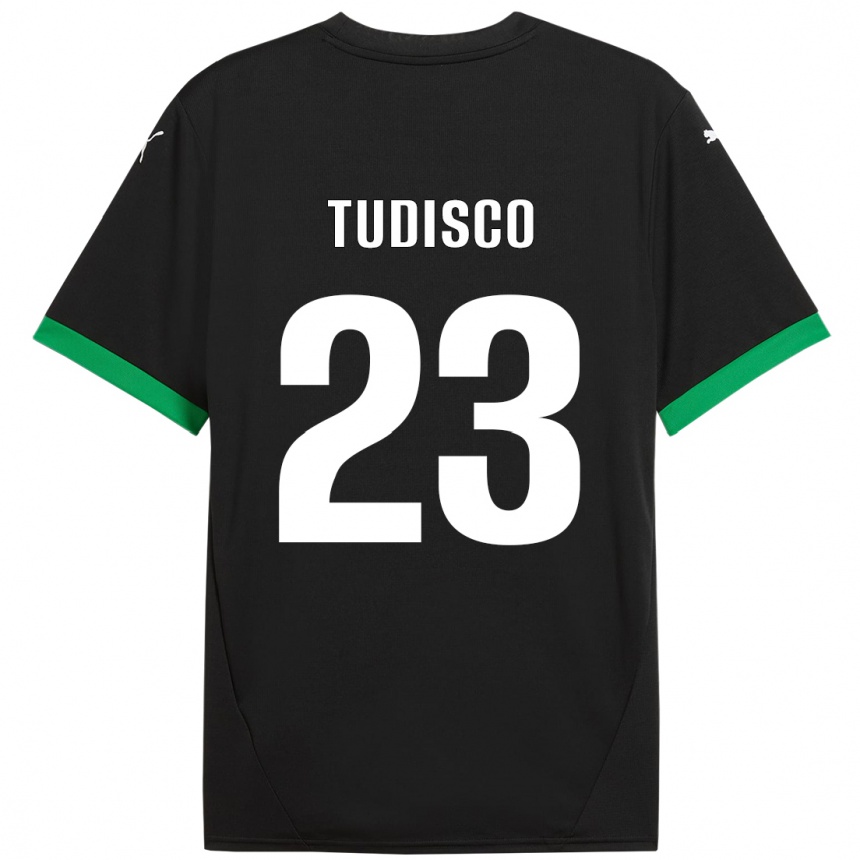 Kids Football Giorgia Tudisco #23 Black Dark Green Home Jersey 2024/25 T-Shirt Za