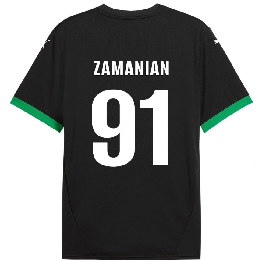 Kids Football Annahita Zamanian #91 Black Dark Green Home Jersey 2024/25 T-Shirt Za