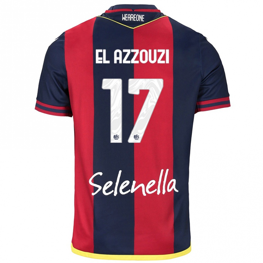 Kids Football Oussama El Azzouzi #17 Red Royal Blue Home Jersey 2024/25 T-Shirt Za