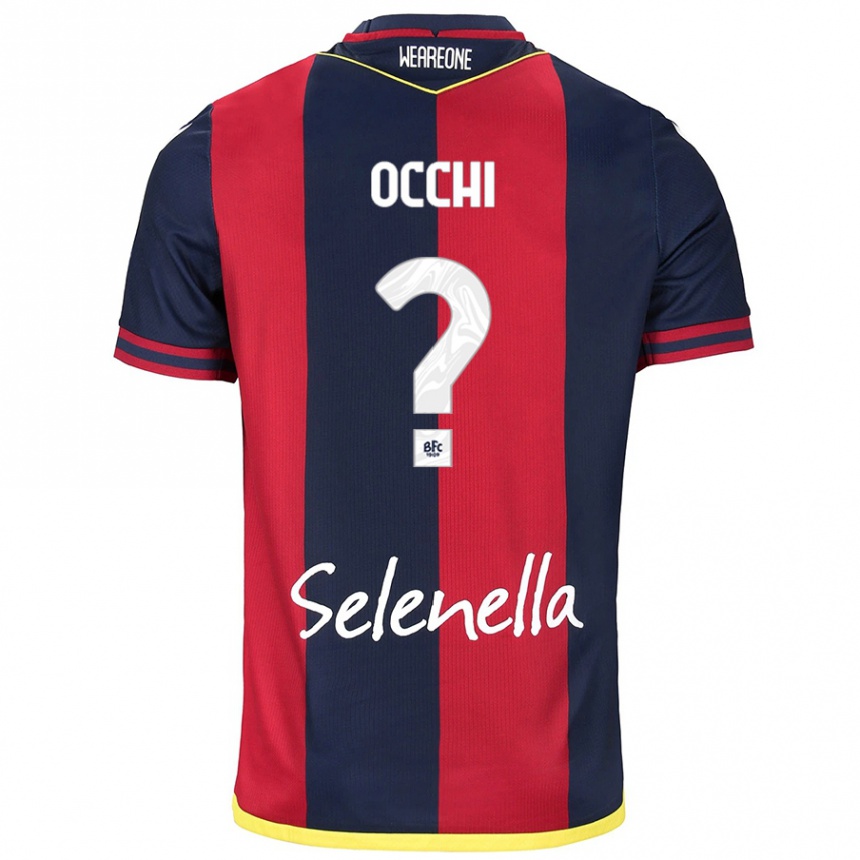 Kids Football Tommaso Occhi #0 Red Royal Blue Home Jersey 2024/25 T-Shirt Za