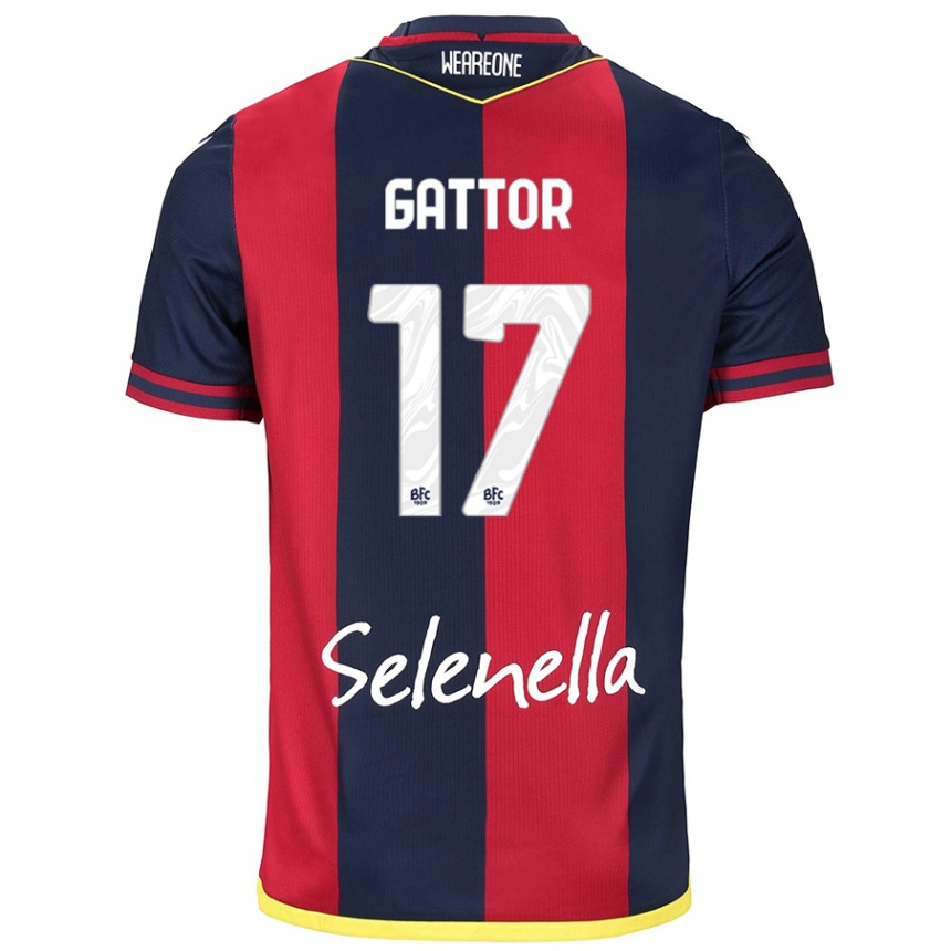 Kids Football Gianluca Gattor #17 Red Royal Blue Home Jersey 2024/25 T-Shirt Za