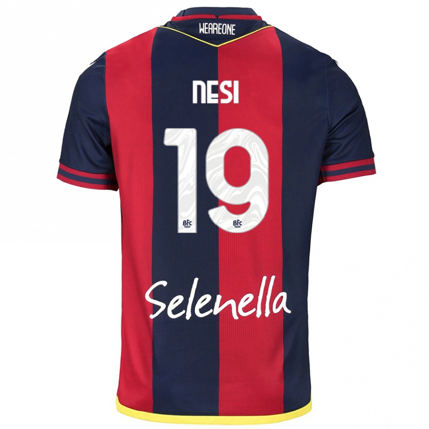 Kids Football Luca Nesi #19 Red Royal Blue Home Jersey 2024/25 T-Shirt Za