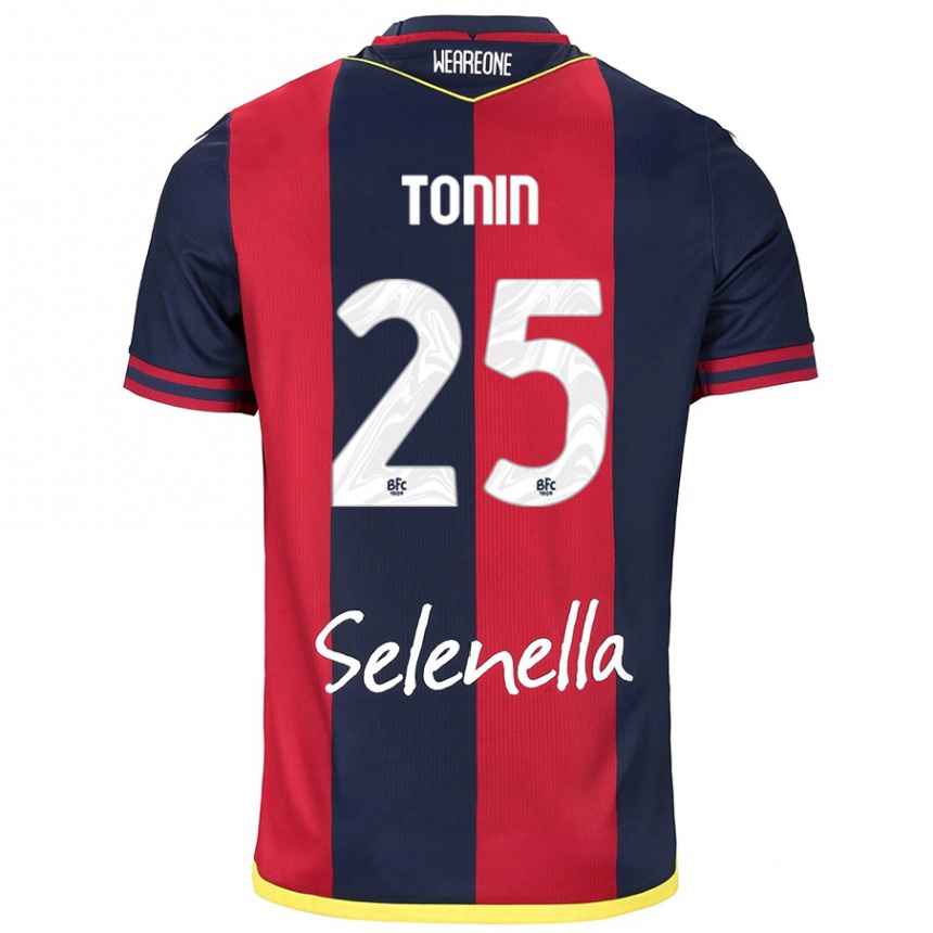 Kids Football Federico Tonin #25 Red Royal Blue Home Jersey 2024/25 T-Shirt Za