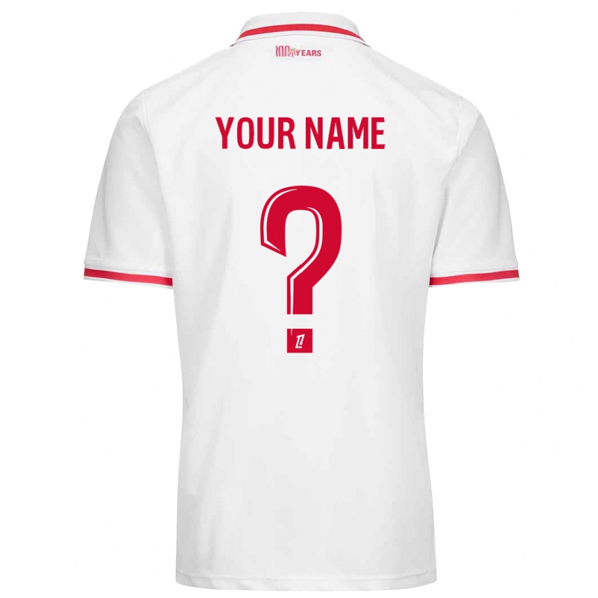 Kids Football Your Name #0 White Red Home Jersey 2024/25 T-Shirt Za